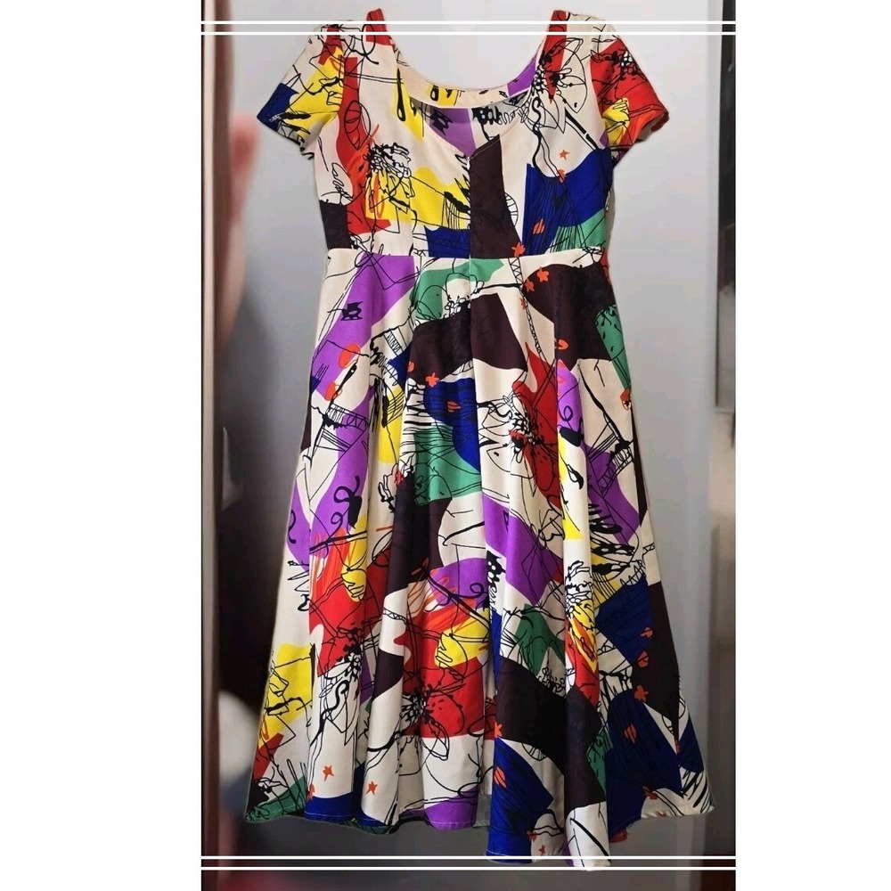 SASKI Women's Size Large‎ Art Deco A-line Dress w/ Lining and Pockets Graduation